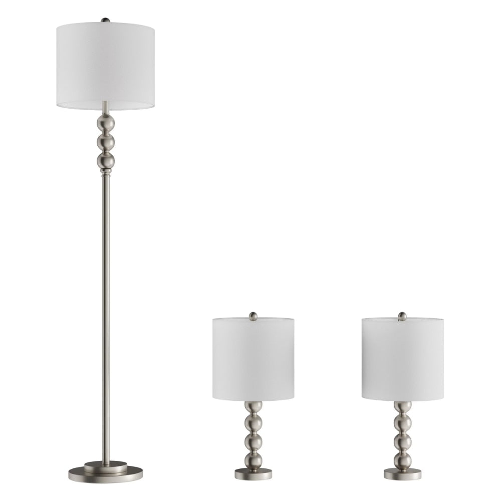 Homio Decor Lighting Set of 3 / United States Table and Floor Lamps Set of 2 in Silver