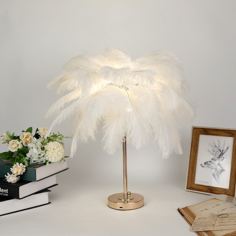 Homio Decor Lighting Touch Control Feather Table Lamp