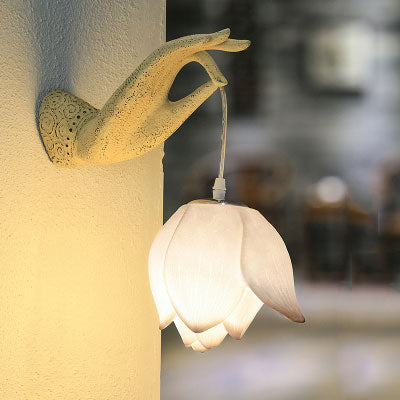 Homio Decor Lighting White Lotus / Right Hand Holding Lotus Wall Lamp