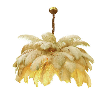 Homio Decor Lighting Yellow / D100 - 39 Feathers Tropical Design Chandelier
