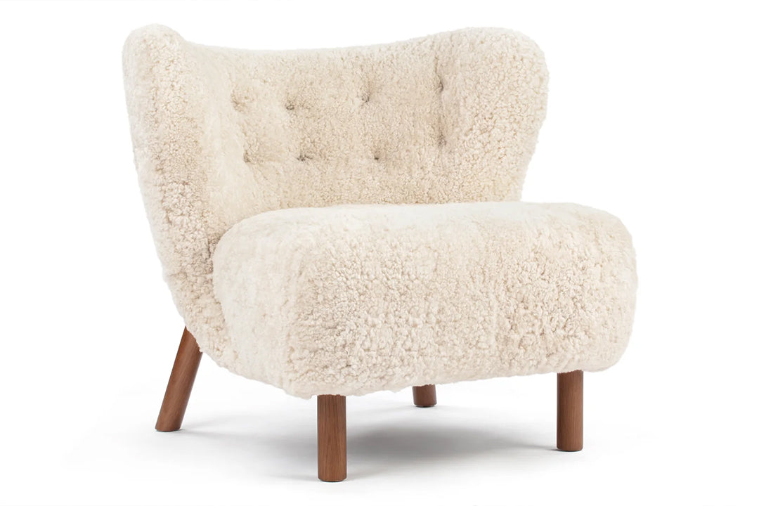 little petra in off white genuine sheepskin close up image on a white background