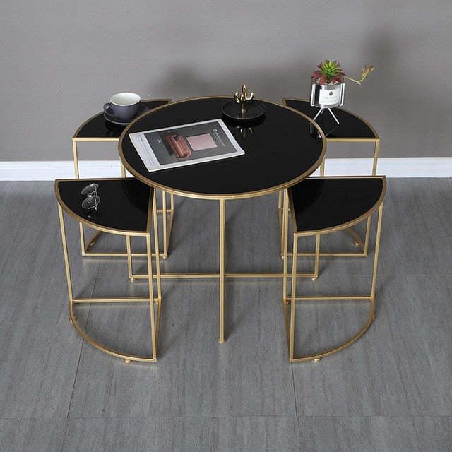 Homio Decor Living Room 5 Piece Glass Coffee Table