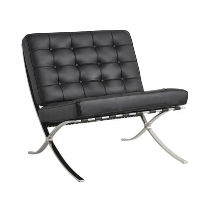 Homio Decor Living Room Barcelona Chair - Leather (Black)