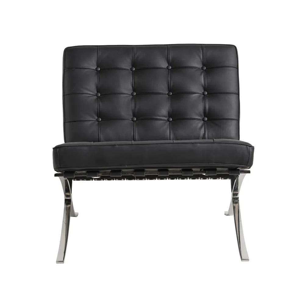 Homio Decor Living Room Barcelona Chair - Leather (Black)