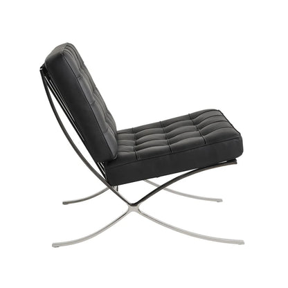 Homio Decor Living Room Barcelona Chair - Leather (Black)