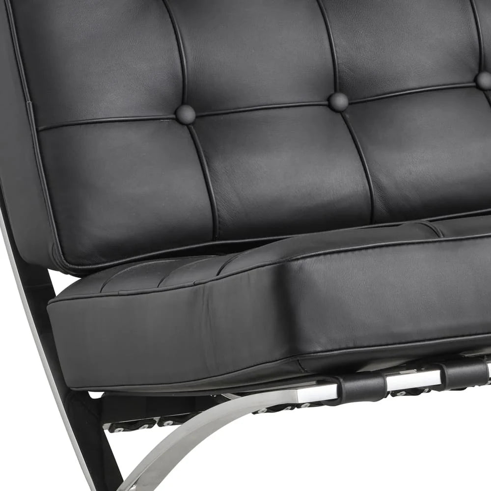 Homio Decor Living Room Barcelona Chair - Leather (Black)