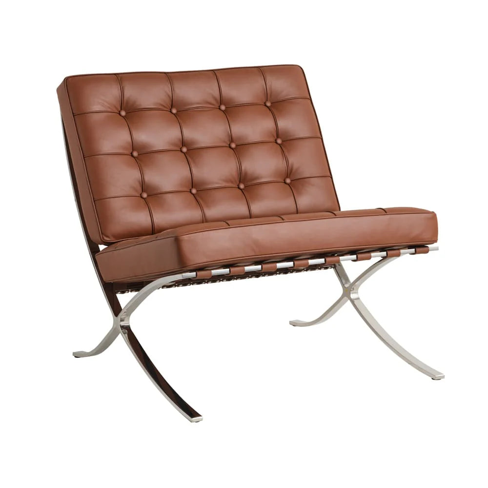 Homio Decor Living Room Barcelona Chair - Leather (Brown)