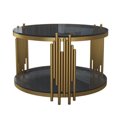 Homio Decor Living Room Black / Glass Luxury Metal Brass Coffee Table