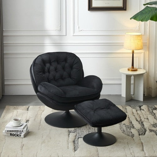 Homio Decor Living Room Black / United States Velvet Leisure Chair with Ottoman