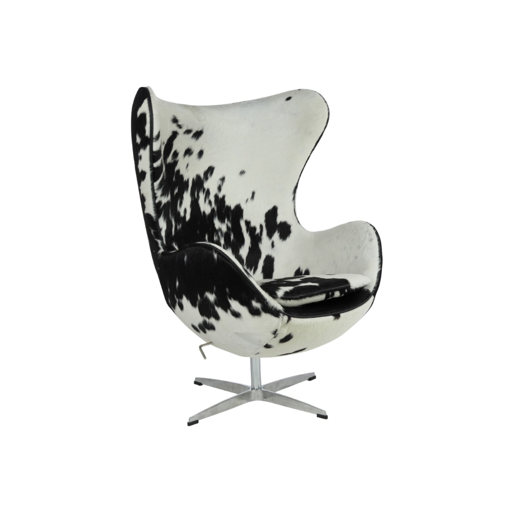 Homio Decor Living Room Black & White Egg Chair - Pony Skin
