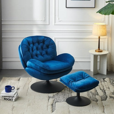 Homio Decor Living Room Blue / United States Velvet Leisure Chair with Ottoman