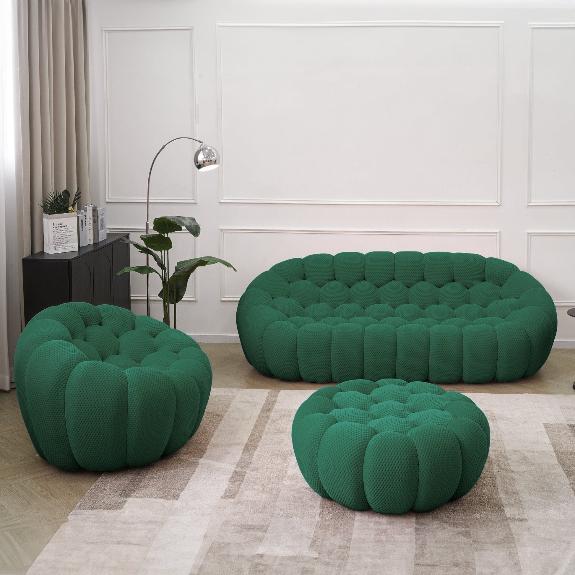 Homio Decor Living Room Bubbles Sofa Set (Green)