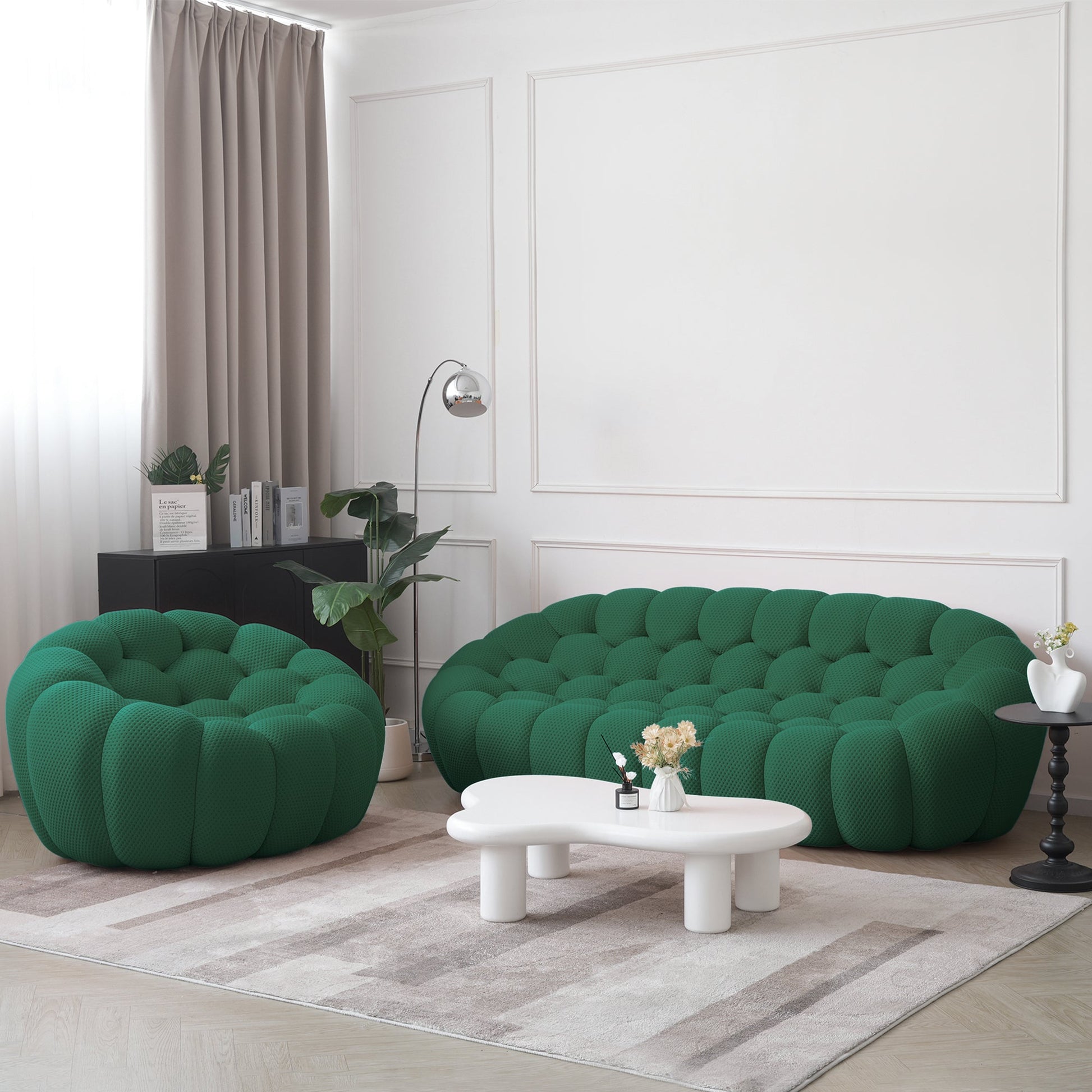 Homio Decor Living Room Bubbles Sofa Set (Green)