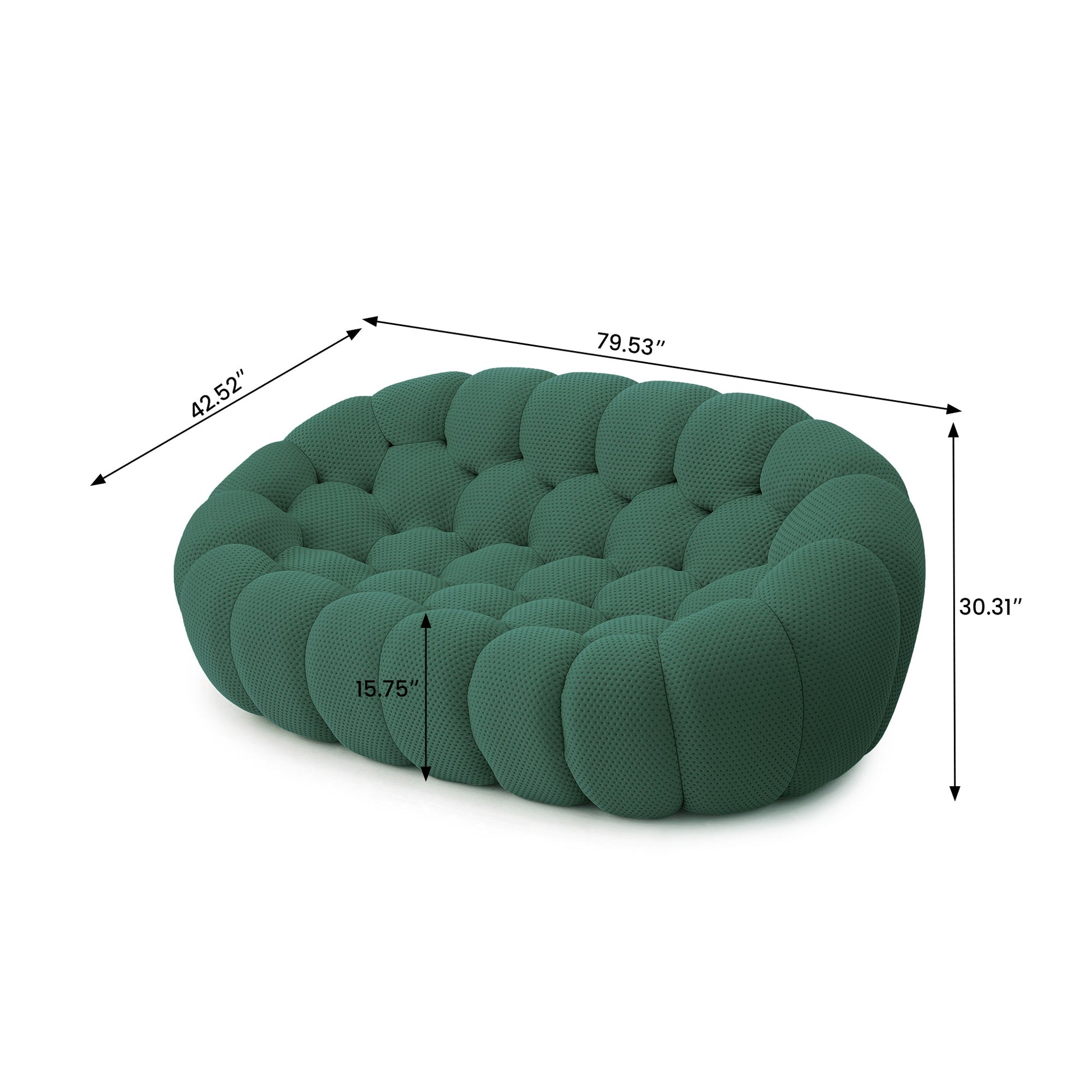 Homio Decor Living Room Bubbles Sofa Set (Green)