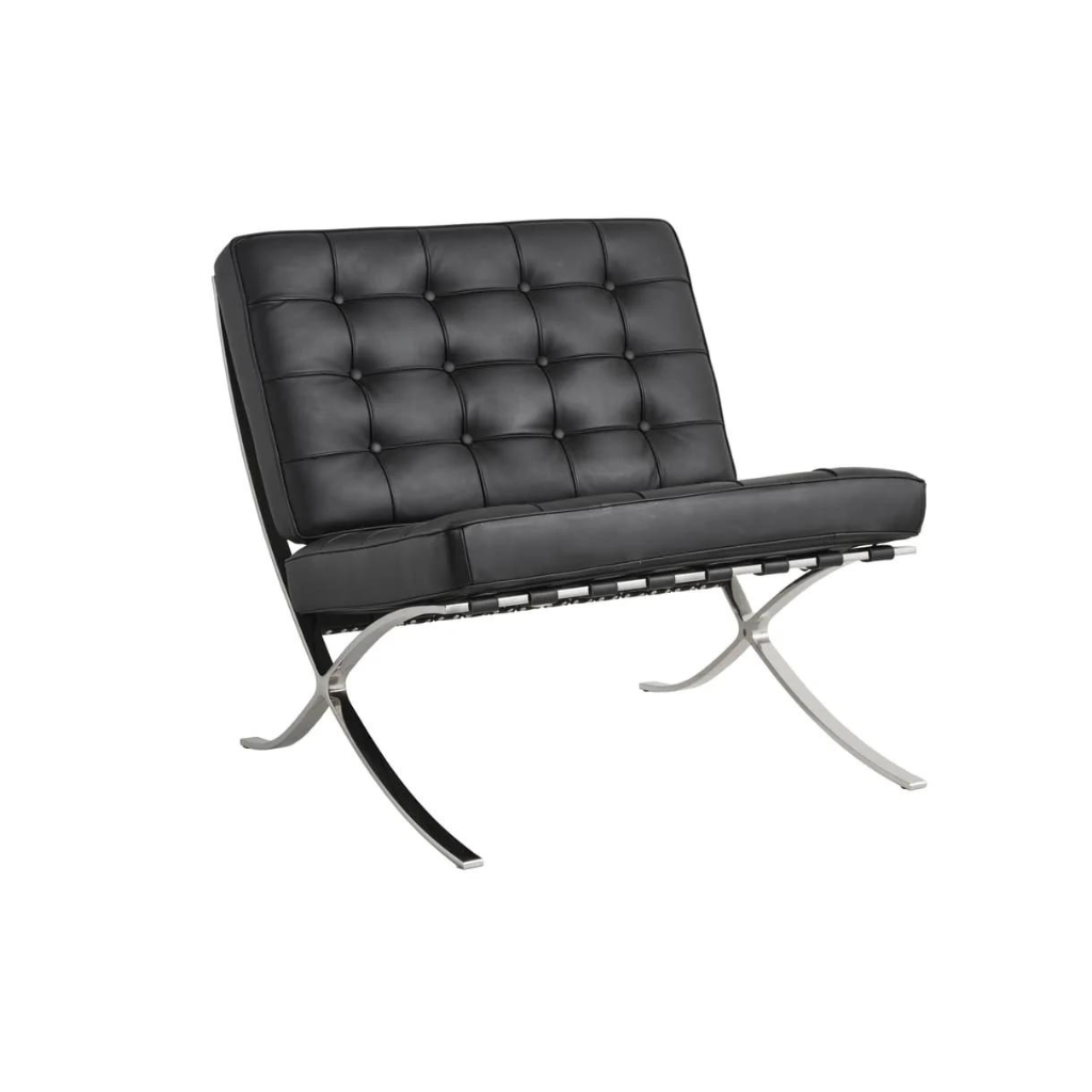 Homio Decor Living Room Chair Barcelona Chair - Leather (Black)