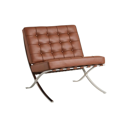 Homio Decor Living Room Chair Barcelona Chair - Leather (Brown)