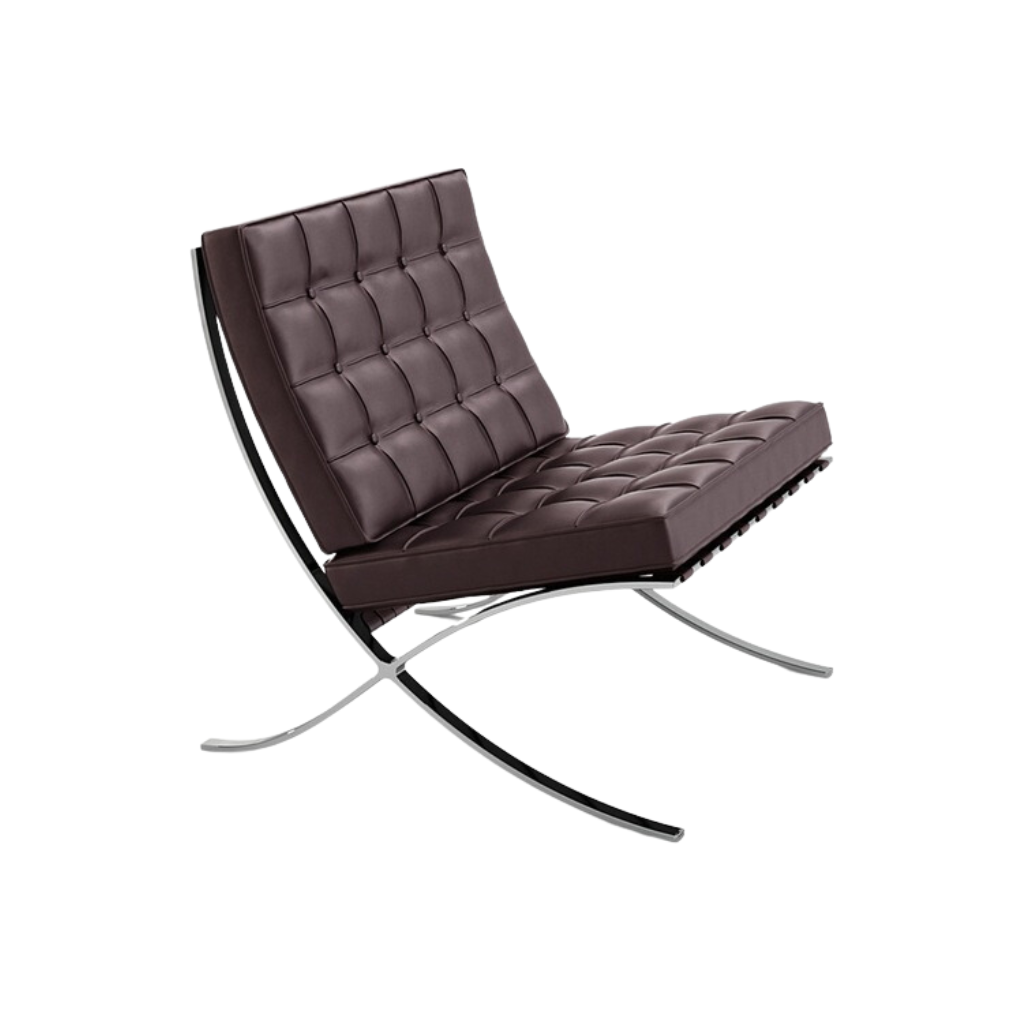 Homio Decor Living Room Chair / Cedar Brown Designer Barcelona Leather Chair