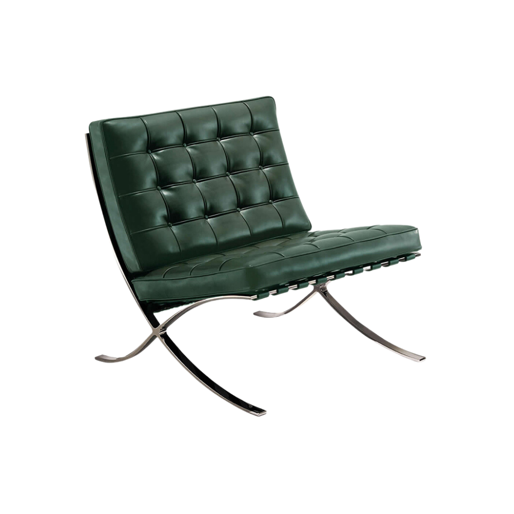 Homio Decor Living Room Chair / Emerald Green Designer Barcelona Leather Chair