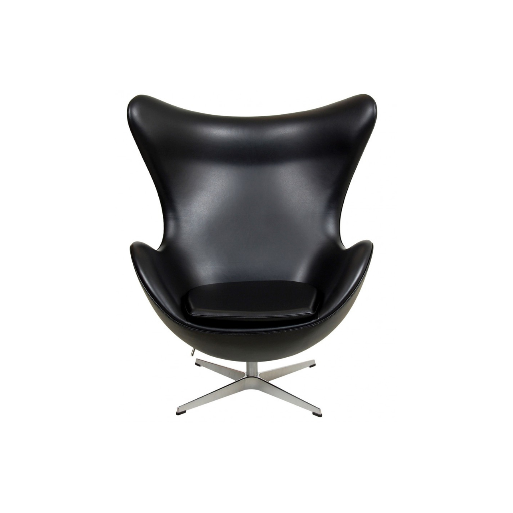 Homio Decor Living Room Chair Only Egg Chair - Black Aniline Leather