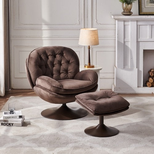 Homio Decor Living Room Chocolate / United States Velvet Leisure Chair with Ottoman