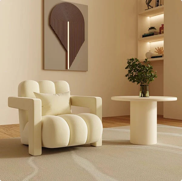 Homio Decor Living Room Cream Tulip Lounge Chair (Velvet)