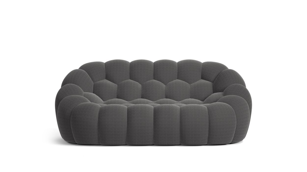 Homio Decor Living Room Dark Grey Bubble Loveseat Sofa