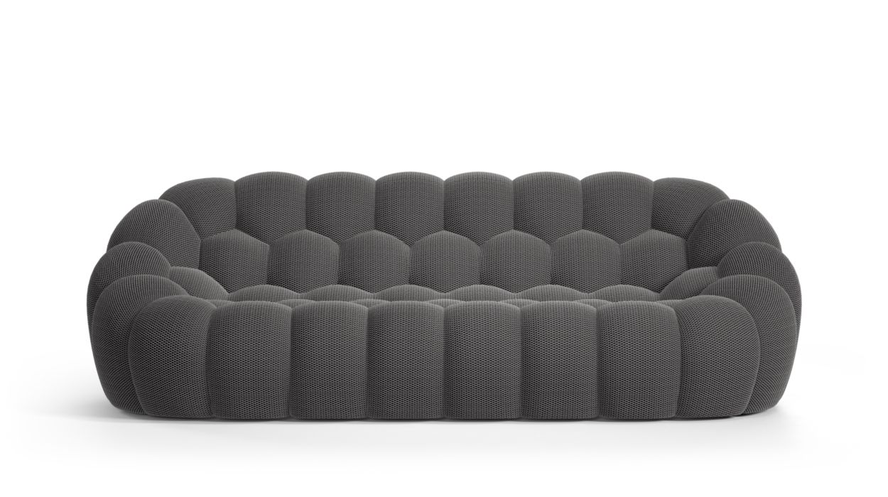 Homio Decor Living Room Dark Grey Bubble Sofa (3 Seater)