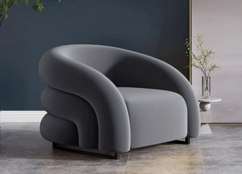 Homio Decor Living Room Dark Grey Luxury Designer Flannel Chair