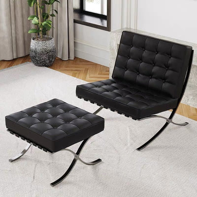 Homio Decor Living Room Designer Barcelona Leather Chair