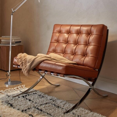 Homio Decor Living Room Designer Barcelona Leather Chair