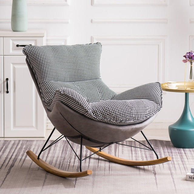 Homio Decor Living Room Dirty Grey Egg Style Rocking Chair