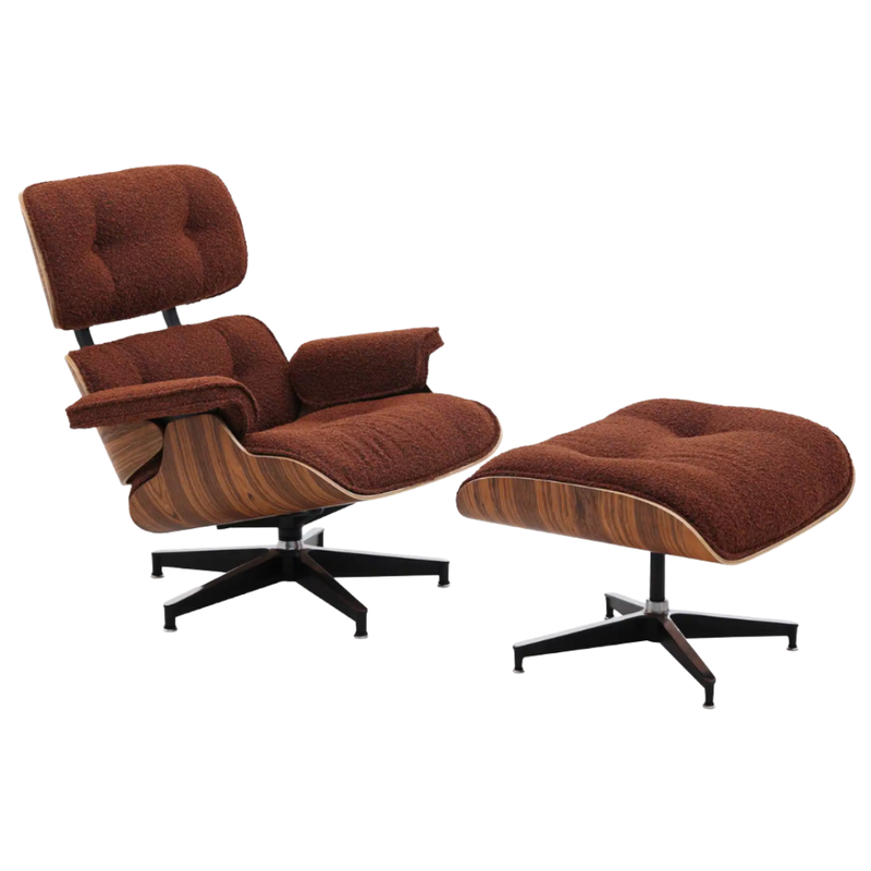 Homio Decor Living Room Eames Lounge Chair & Ottoman (PRO) - Boucle