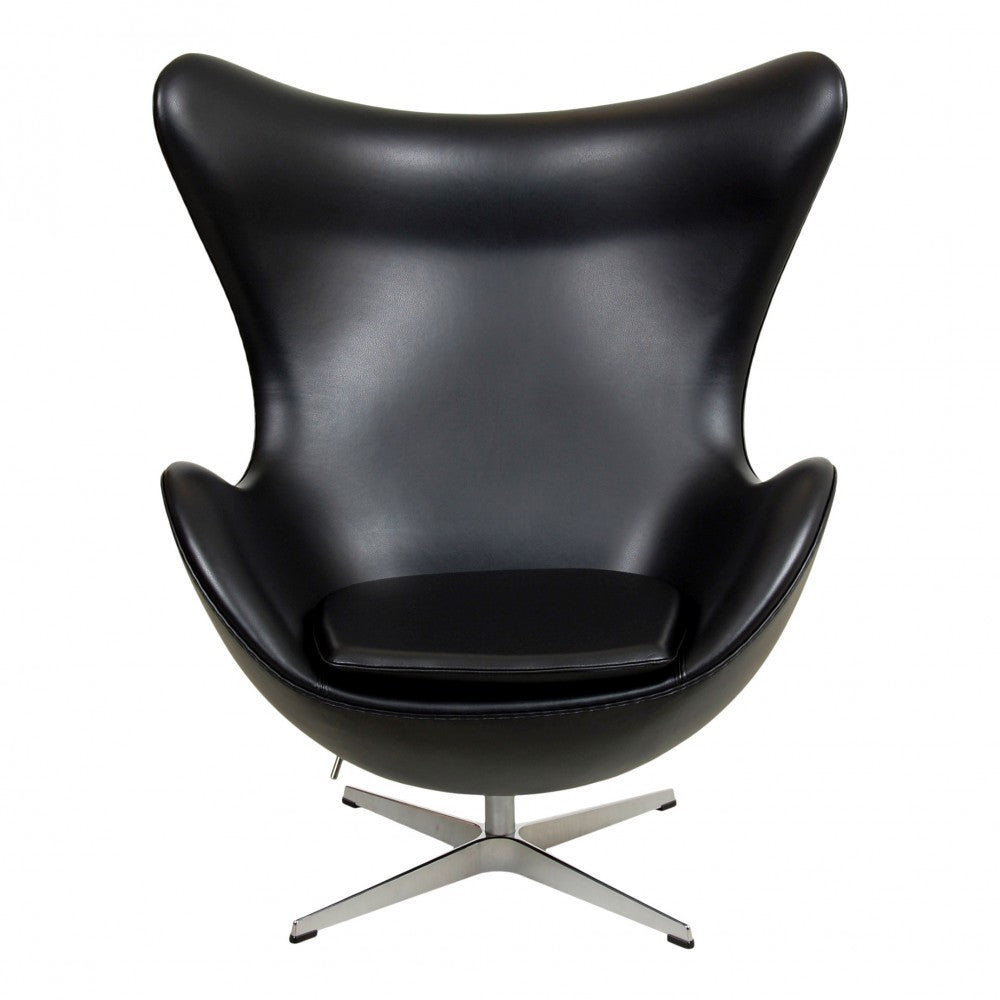 Homio Decor Living Room Egg Chair - Black Aniline Leather