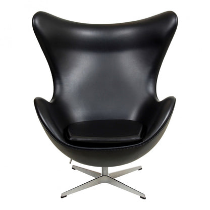 Homio Decor Living Room Egg Chair - Black Aniline Leather