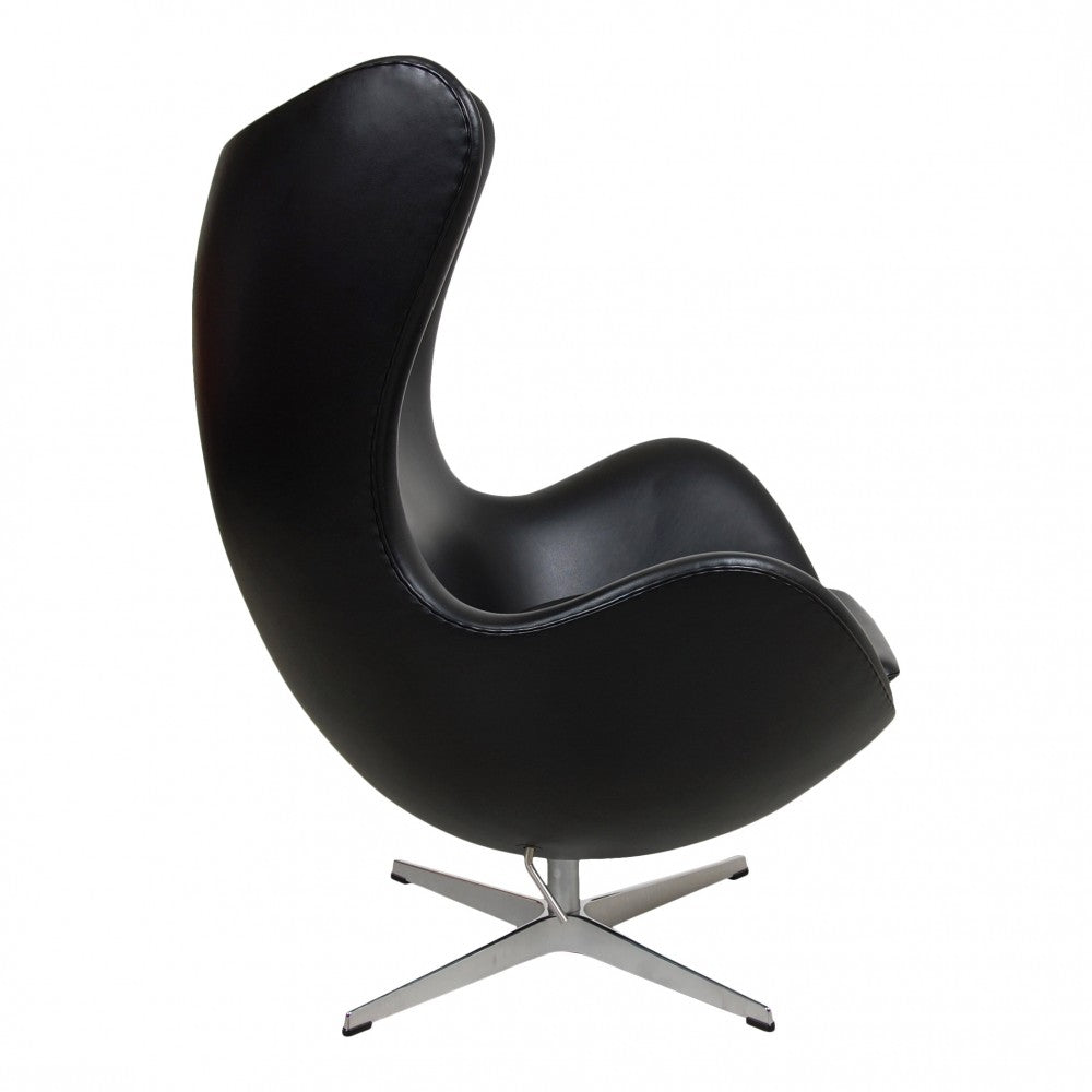 Homio Decor Living Room Egg Chair - Black Aniline Leather