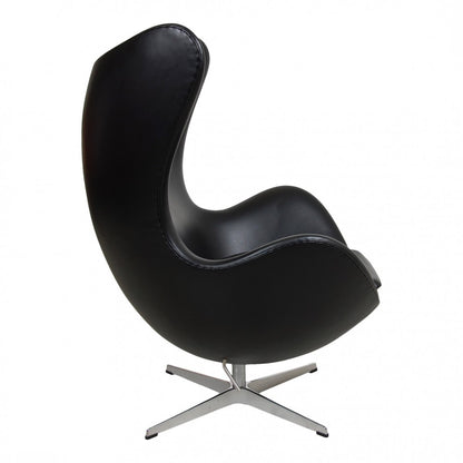 Homio Decor Living Room Egg Chair - Black Aniline Leather