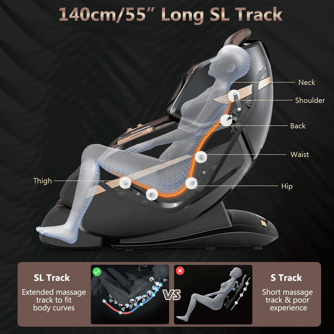 Homio Decor Living Room Electric Full Body Massage Chair (with Heat Roller)
