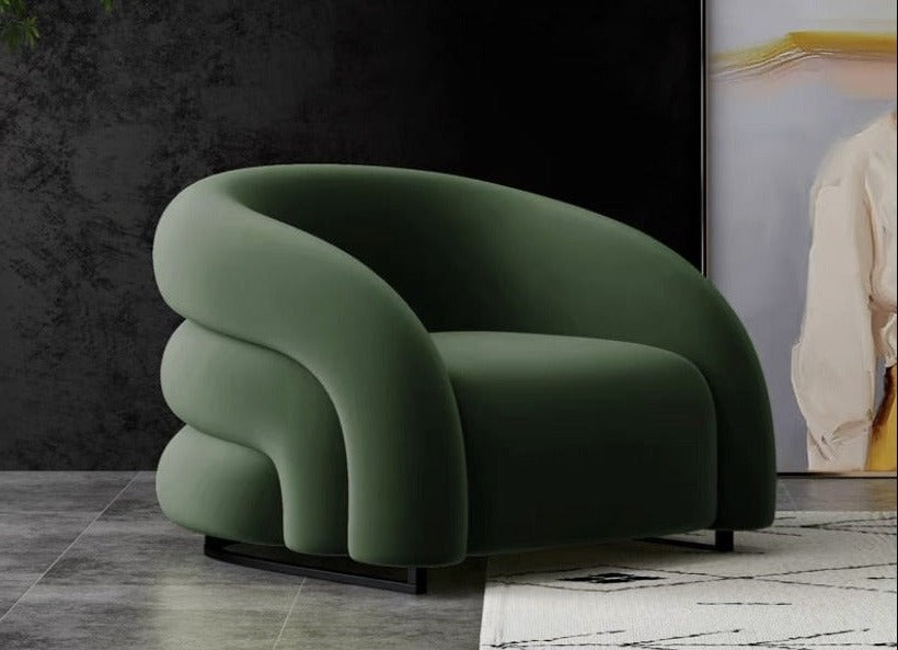 Homio Decor Living Room Emerald Green Luxury Designer Flannel Chair