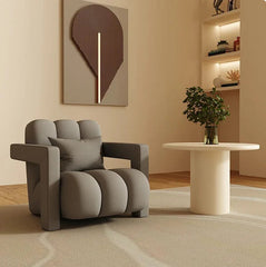 Homio Decor Living Room Fossil Tulip Lounge Chair (Velvet)
