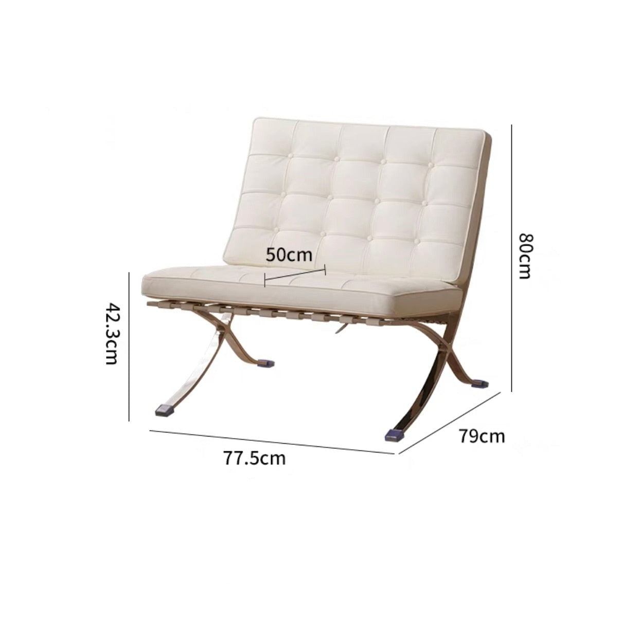 Homio Decor Living Room Genuine leather2 Designer Barcelona Leather Chair