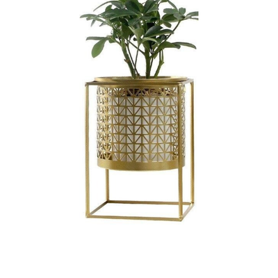 Homio Decor Living Room Gold / Large Golden Hollow Design Flowerpot