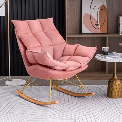Homio Decor Living Room Golden / Cherry Pink / Without Ottoman Industrial Rocking Chair with Cushion