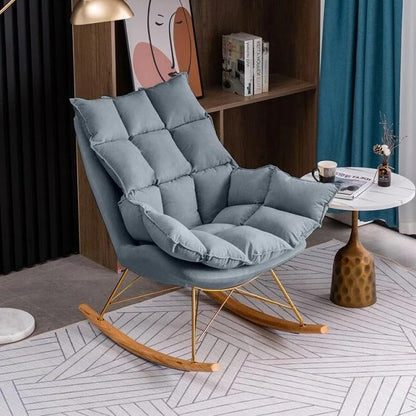 Homio Decor Living Room Golden / Cloudy Grey / Without Ottoman Industrial Rocking Chair with Cushion