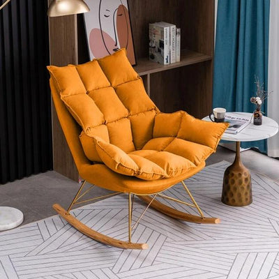 Homio Decor Living Room Golden / Dutch Orange / Without Ottoman Industrial Rocking Chair with Cushion