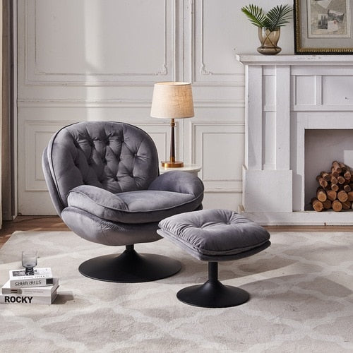 Homio Decor Living Room Gray / United States Velvet Leisure Chair with Ottoman