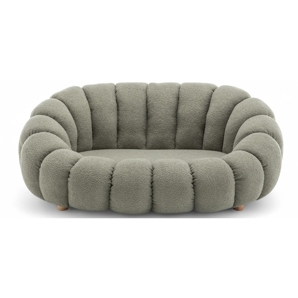 Homio Decor Living Room Green Boucle Pumpkin Sofa