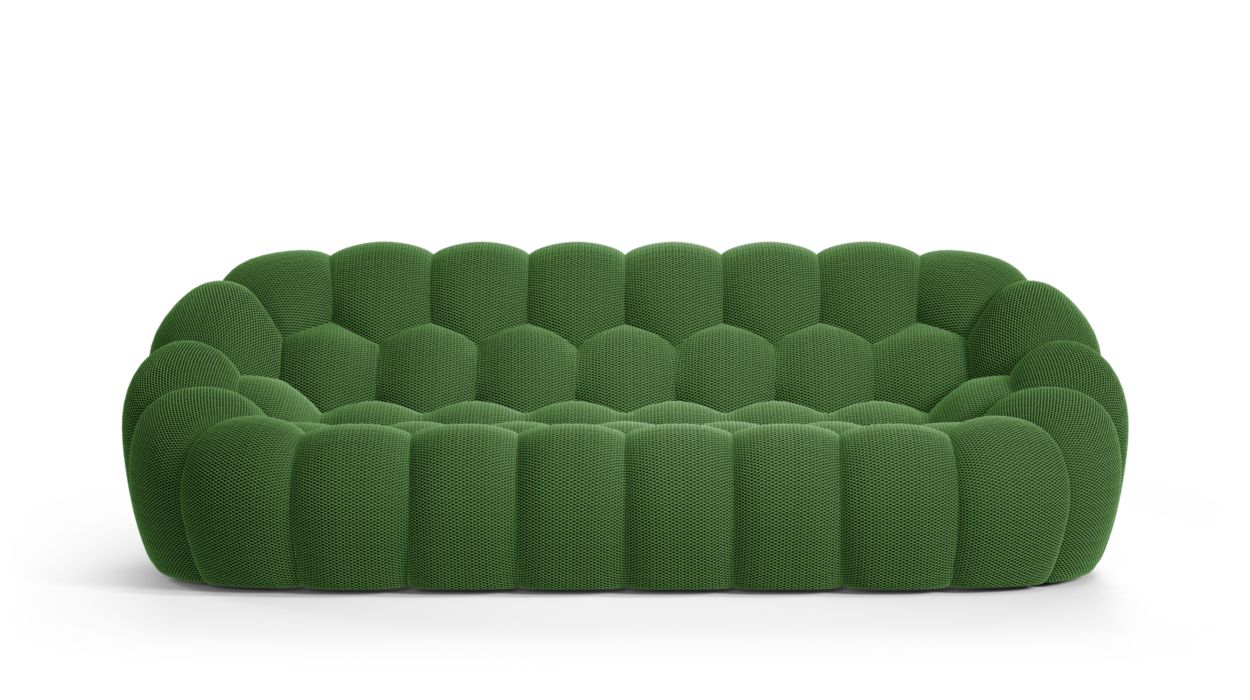 Homio Decor Living Room Green Bubble Sofa (3 Seater)