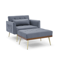 Homio Decor Living Room Grey / United States Recliner Velvet Sofa-Bed with Ottoman
