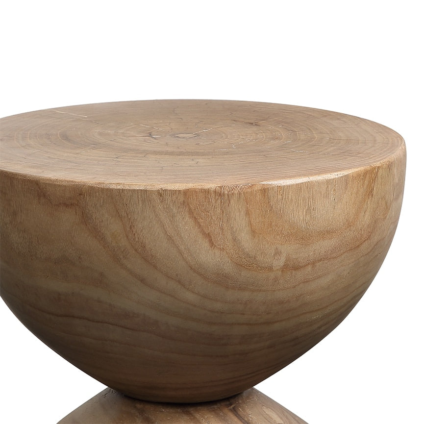 Homio Decor Living Room Hourglass-Shaped Paulownia Wood Side Table
