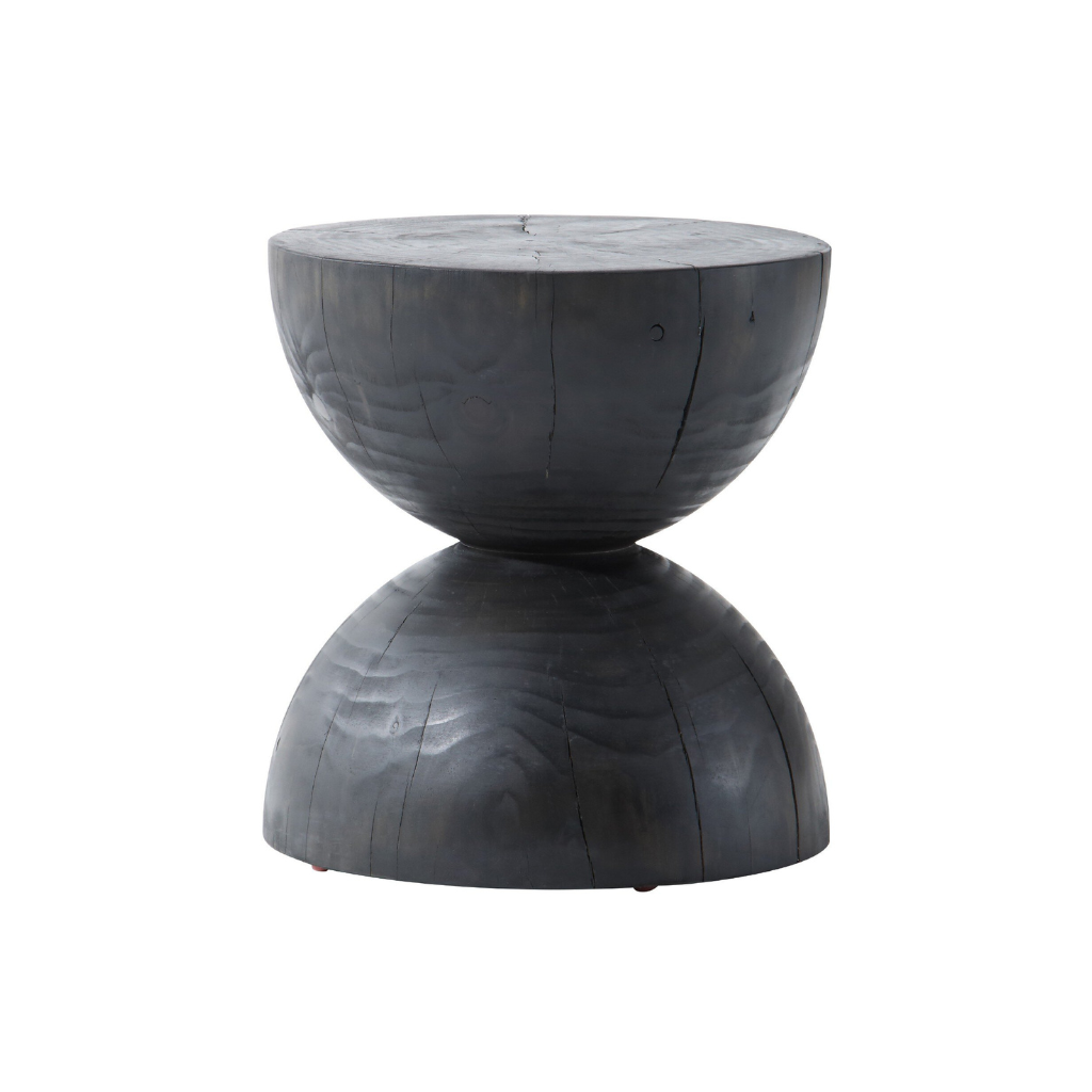Homio Decor Living Room Hourglass Side Table - Pine Wood (Black)